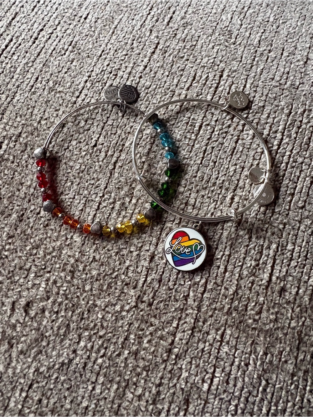 Alex and Ani Kids Rainbow 'Love' Charm Bangle Set - Multi-Color